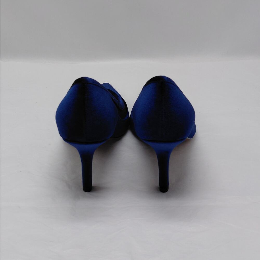 Linea Paolo Pumps Sz 7.5 Navy Velvet Pointed Toe Chic Dress Heels Wedding Party - Picture 11 of 12